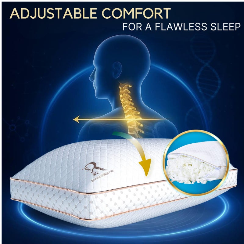 Royal Therapy Queen Memory Foam Pillow, Adjustable Shredded Odor-Free Pillow for Neck & Shoulder Pain Relief, Support for Back, Stomach, Side Sleepers, AirFlowPRO - Image 4